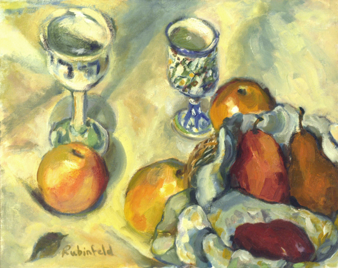 Two Kiddush Cups and Fruit