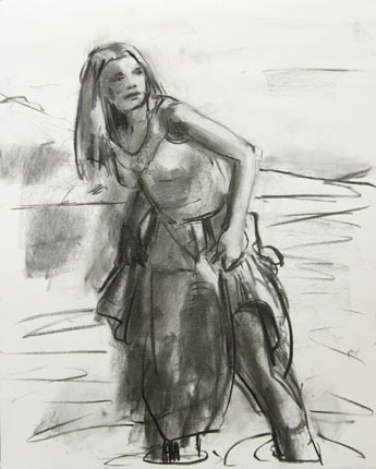 Charcoal study for Woman in the Water