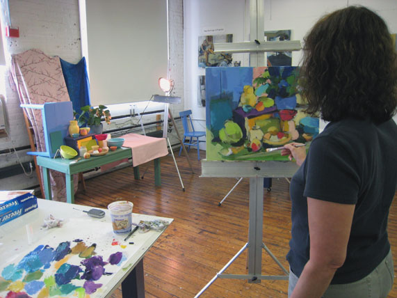 Painting in studio